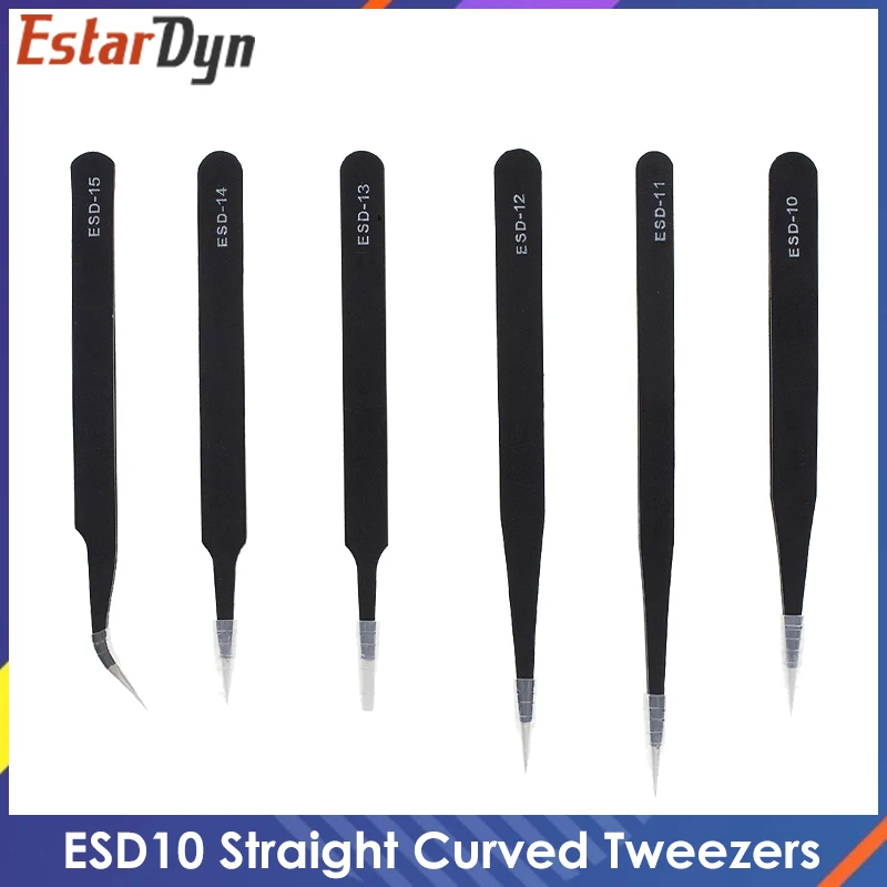 1.5mm Industrial Tweezers Anti-Static Stainless Steel Tweezer Set Mobile Phone Repair Tools ESD Precision ESD10 to ESD15 - купить по