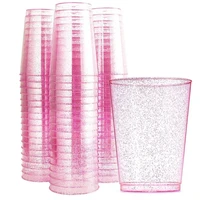 12 oz disposable cup transparent golden pink glitter plastic vintage cup christmas wedding banquet birthday party tableware