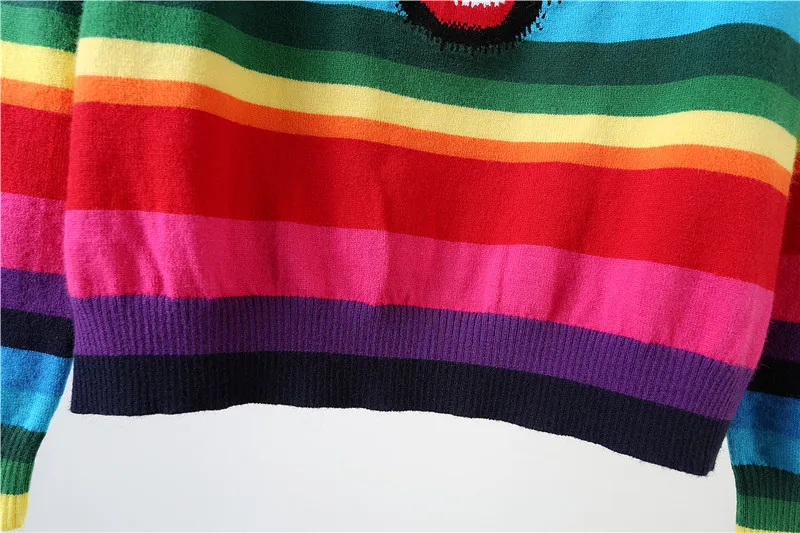 Женский полосатый свитер с вышивкой тигра брендовый вязаный джемпер Осень-зима