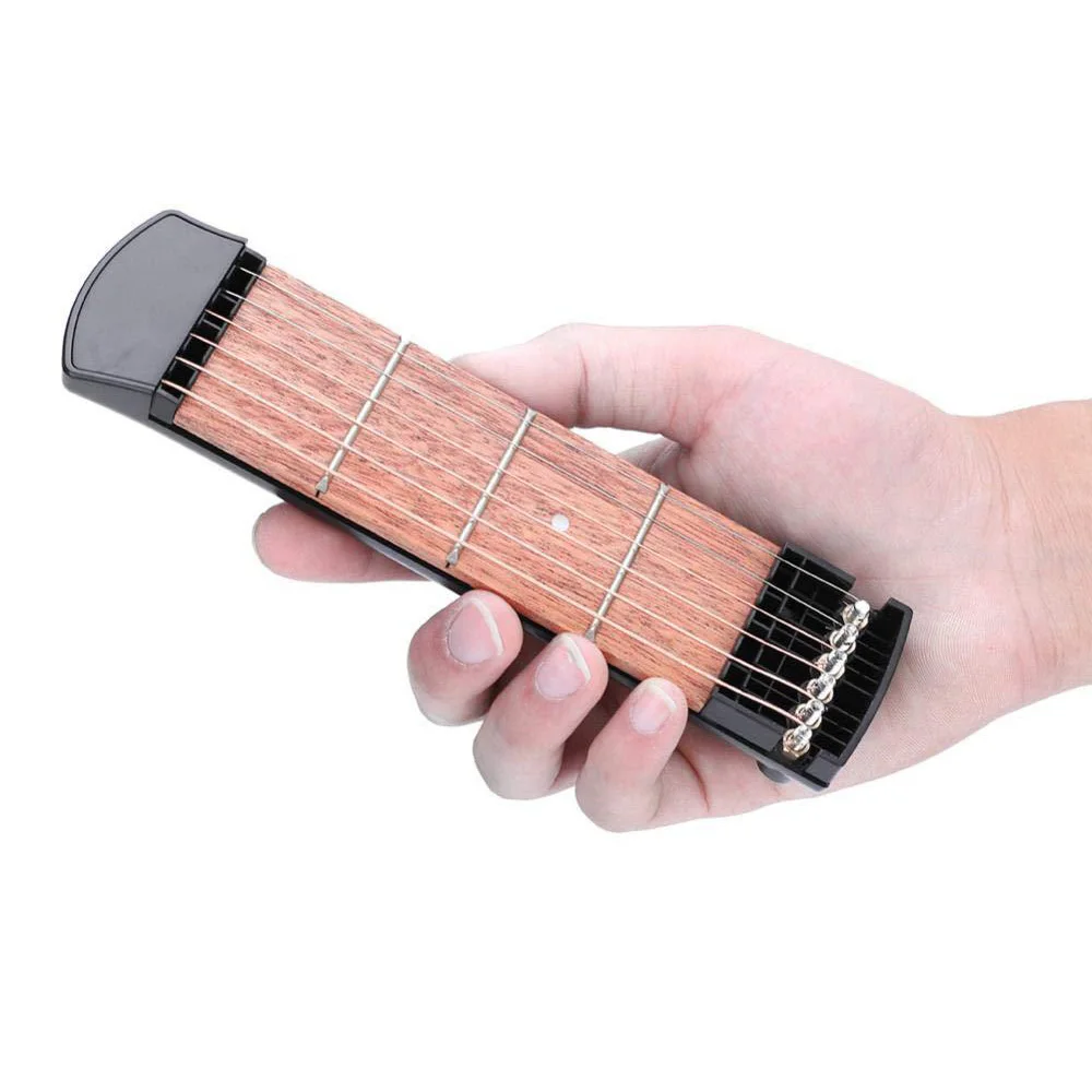 6 String 4 Fret Model Portable Pocket Guitar Neck Chord Trainer Practice Tool for Beginner Black | Спорт и развлечения