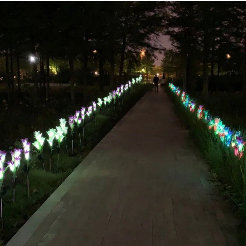 Солнечный СВЕТОДИОДНЫЙ светильник для газона 4 светодиосветодиодный Цветочная