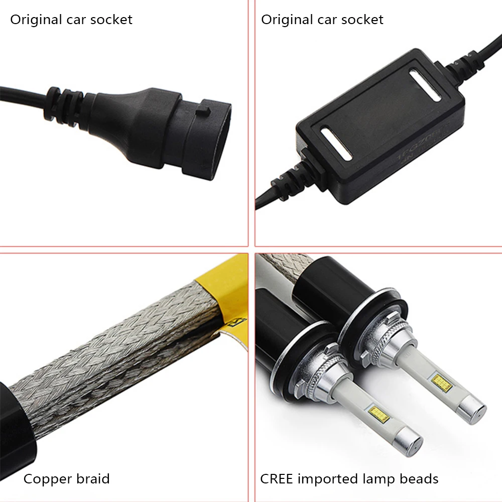CARCTR из 2 предметов автомобиля светодиодный фары H7 1 год гарантии 60W 6000K H1 H3 H4 880/881 H7 H11/H8/H9 9005 дальнего и ближнего светодиодный фары R4