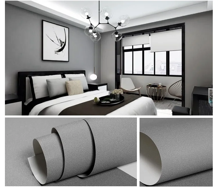 

Simple Solid Color Cement Gray Dark Non Woven Bedroom Living Room ShopWallpaper Wallpaper For Walls Wallpapers Roll