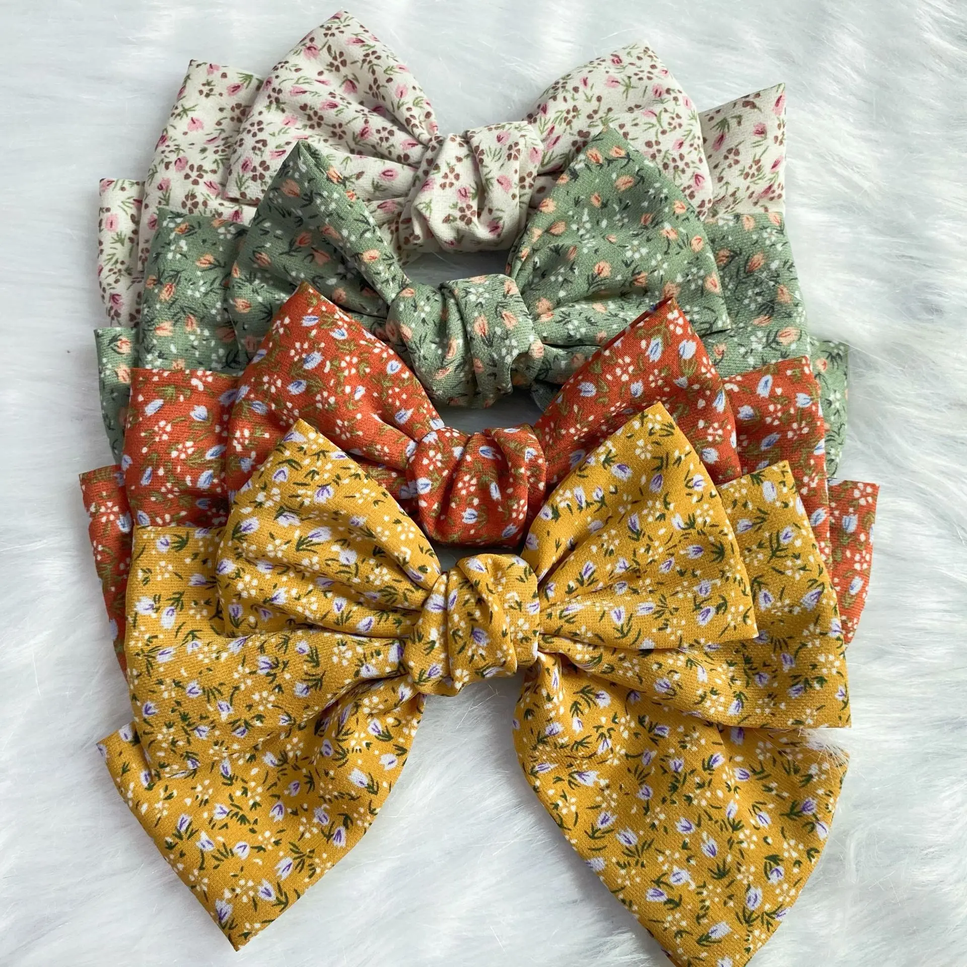 

Four Seasons Princess Girl Big Bow Barrette Kids Floral Hairpin Children Bowknot Hair Clips 2pcs/lot Multi Layer Headwears