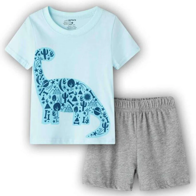 Летние комплекты детской одежды с героями мультфильмов костюм коротким рукавом