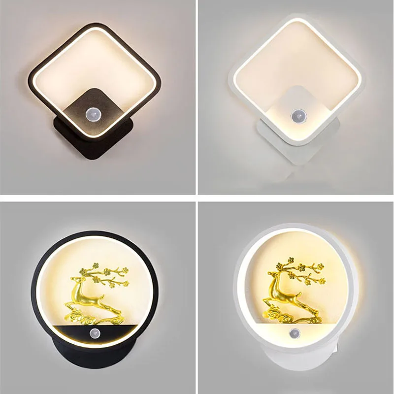 Светодиодная настенная лампа модерн с датчиком движения IP65 для внутреннего помещения в спальню, на лестницу или в прихожую, съемная бра AC85/265V.