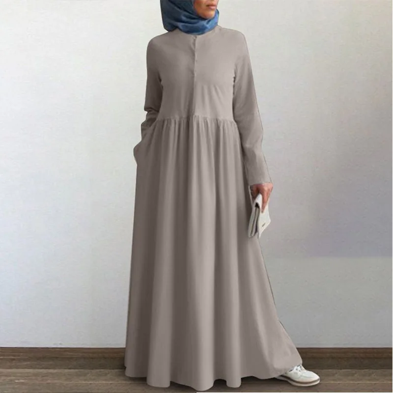

Middle East Islamic Ramadan Retro Folded Mosque Plus Size Dress Fashion Muslim Women Long Skirt Saudi Arabia National Costume