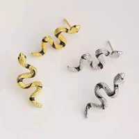 fashion womens earrings personality creative curved snake shape earrings alloy stud earrings