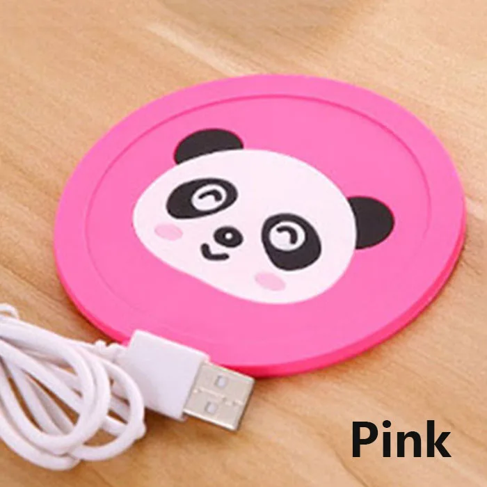 1 шт. USB чашки Pad мультфильм Силиконовые теплые кофе чай напиток usb нагревательный лоток чашки коврики гаджеты - Цвет: Pink