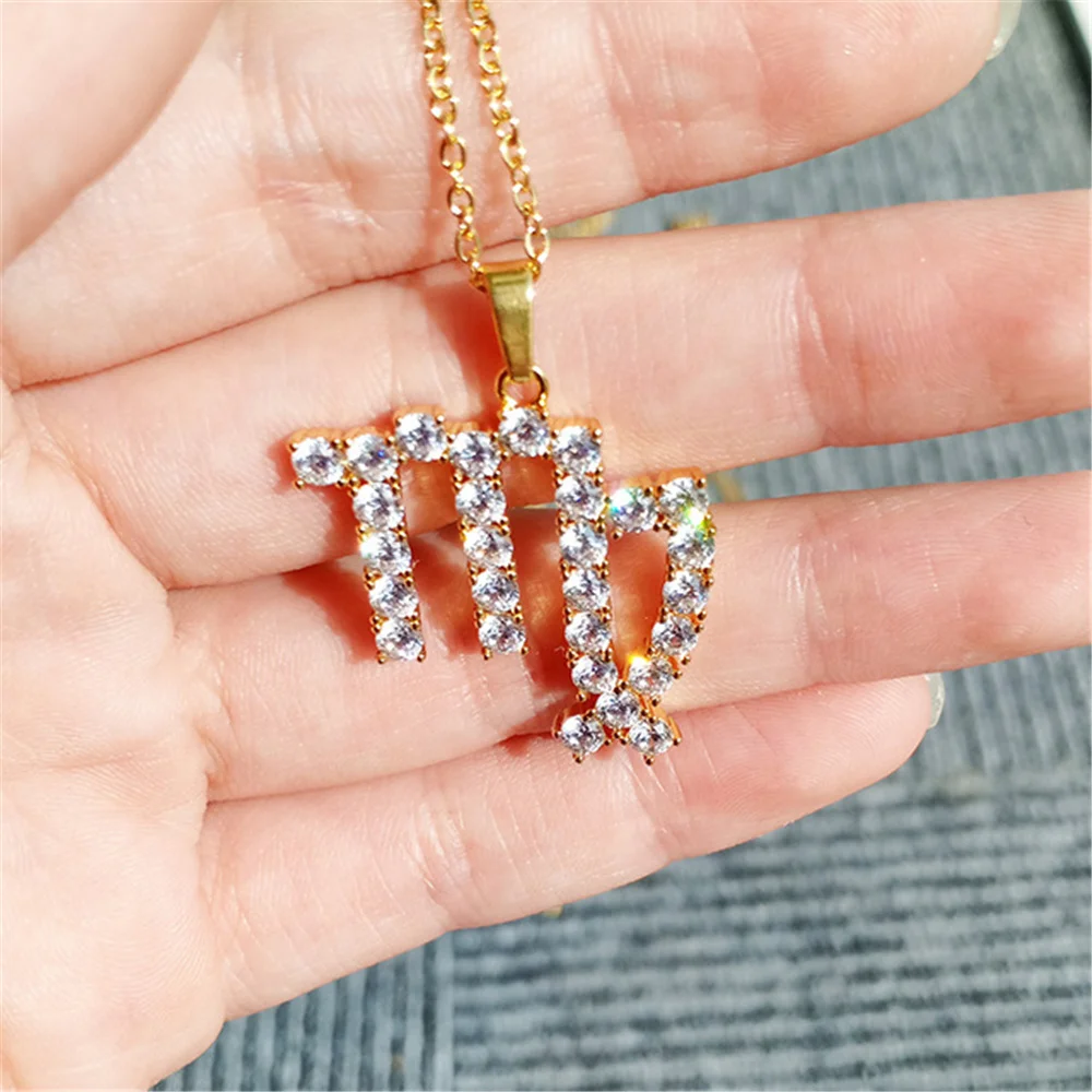 Ожерелье с 12 созвездиями из циркония для женщин и мужчин Овен Лев Водолея