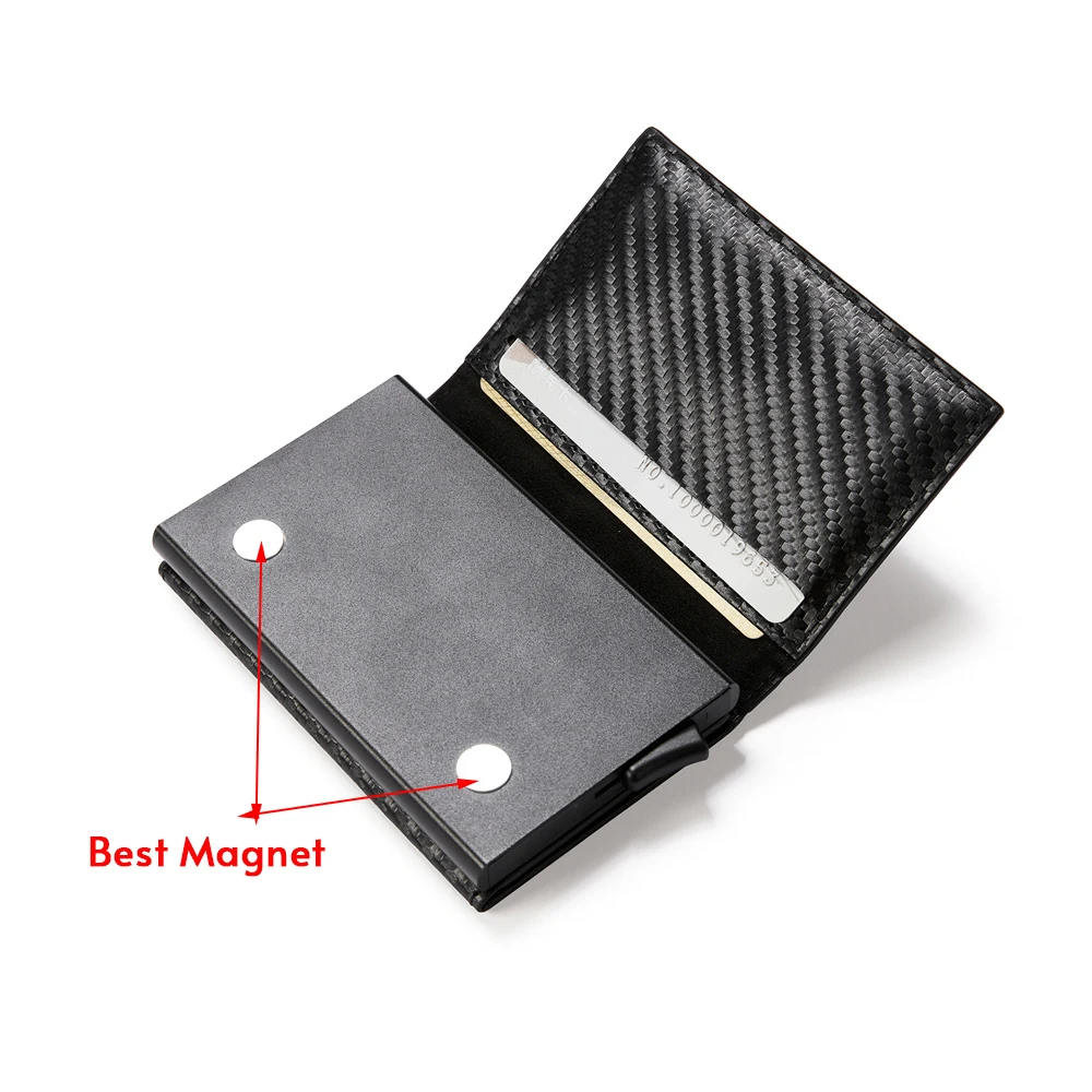 Rfid Credit Card Holder For Apple Airtag Wallet Purse Men Women Carbon Fiber Coin Wallet with Photo ID Window Money Clips Wallet