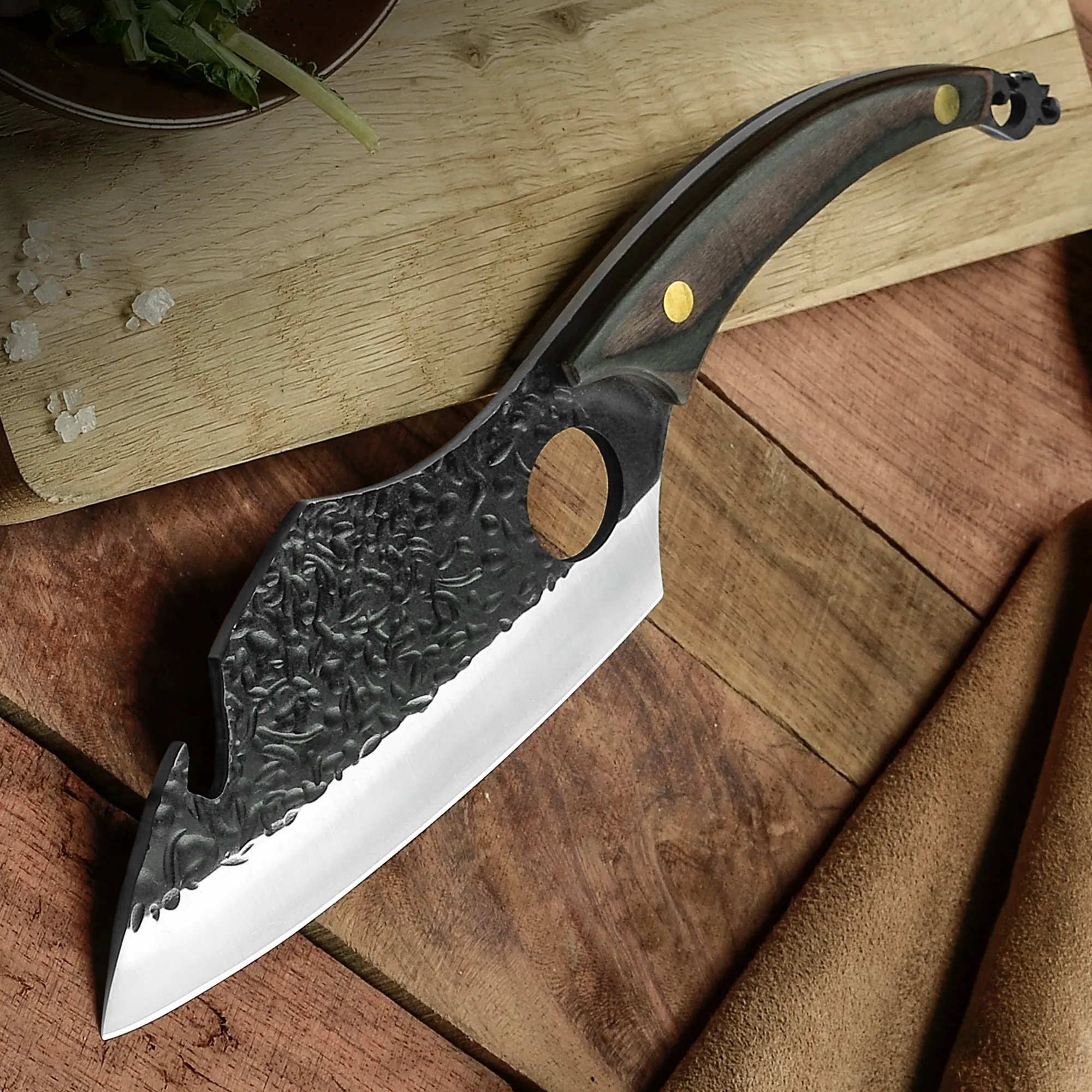 

Full Tang Kitchen Knife Handmade Cleaver Meat Vegetable Slicing Cooking Chef Knives Stainless Steel Sharp Knife With Wood Handle