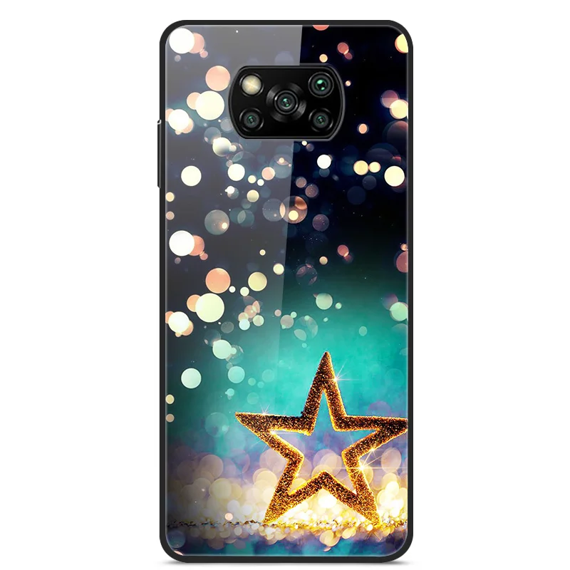 Fashion Tempered Glass Cover For Poco X3 NFC Case Luxury Hard Fundas for Xiaomi Poco X3 Pro Cases PocoX3 X 3 Painted Coque Bird