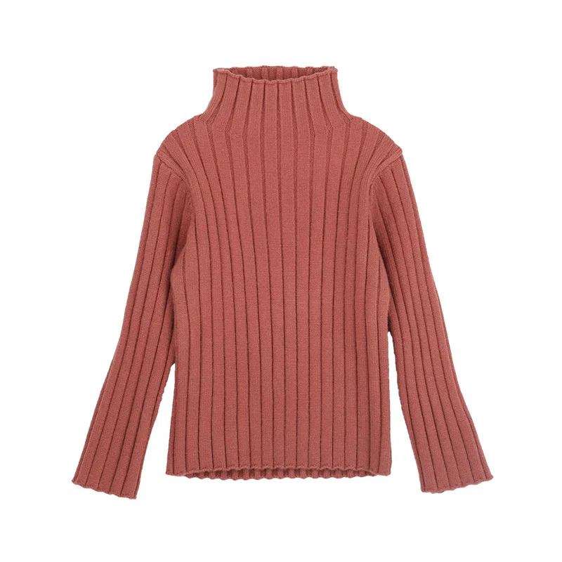 Детский Однотонный свитер с длинными рукавами и высоким воротником для