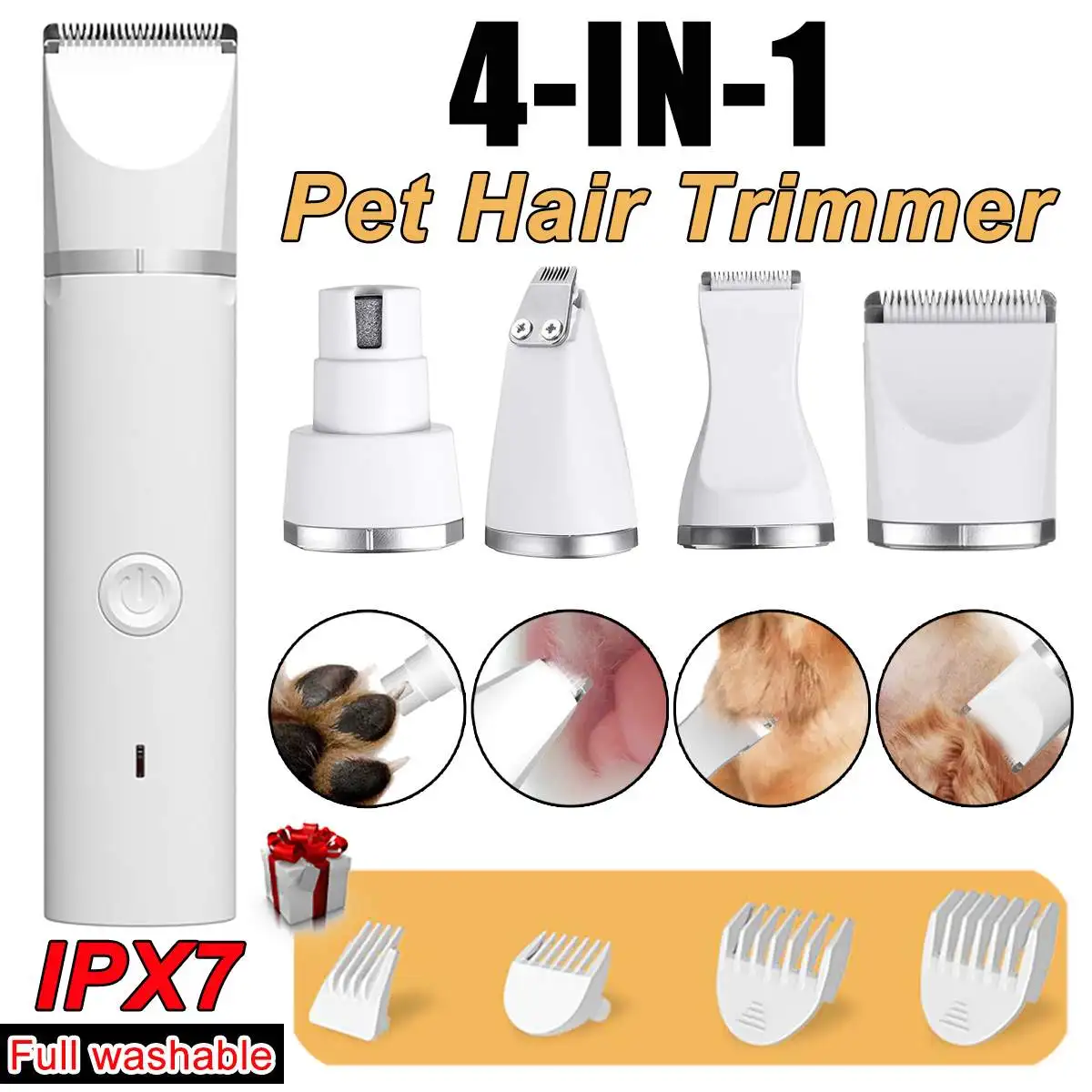 

Dog Cat Hair Trimmer Paw Nail Grinder Pets Clipper Foot Nail Cutter 4 IN 1 Professional Pet Hair Trimmer Dog Grooming Machine