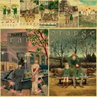 Постер из крафтовой бумаги, винтажный, оранжевый, картина-Наклейка на стену