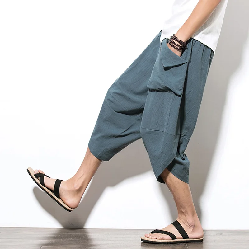 

Summer Men Yoga Pant Linen Indian Harem Loose Yoga Trousers Baggy Bloomers Running Jogger Casual Fitness Workout Pant Sportswear