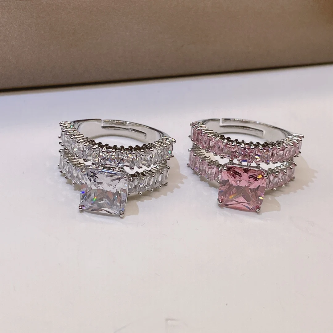 

Sederyla Luxury Zircon Gold Student doubel Opening Rings 2021 New Fashion Gothic Finger Sexy Jewelry For Women Wedding Party