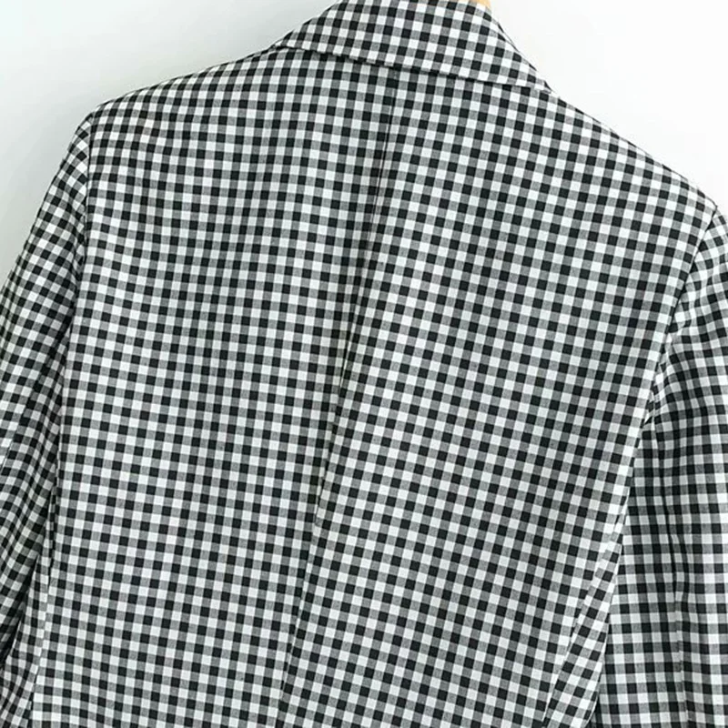 

HStar Vintage Chic Plaid Pockets Buttons Blazer Coat Women 2020 Notched Collar Long Sleeve Outerwear Casual Casaco Femme