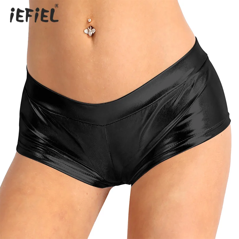 Женские блестящие шорты iEFiEL экзотические боксеры сексуальные трусики из