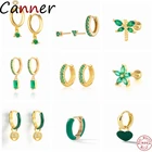 Автоклав 100% реальные 925 пробы серебряные серьги-кольца с зеленый циркон серьги для женщин и девушек, заменитель мужчины Pendientes Orbellen шикарные изысканные украшения