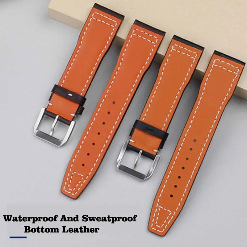 Genuine Leather Strap 20mm 21mm Replacement Watch Band Suitable for IWC Pilot Mark XVIII IW327004/377714 Watch Belt Bracelet