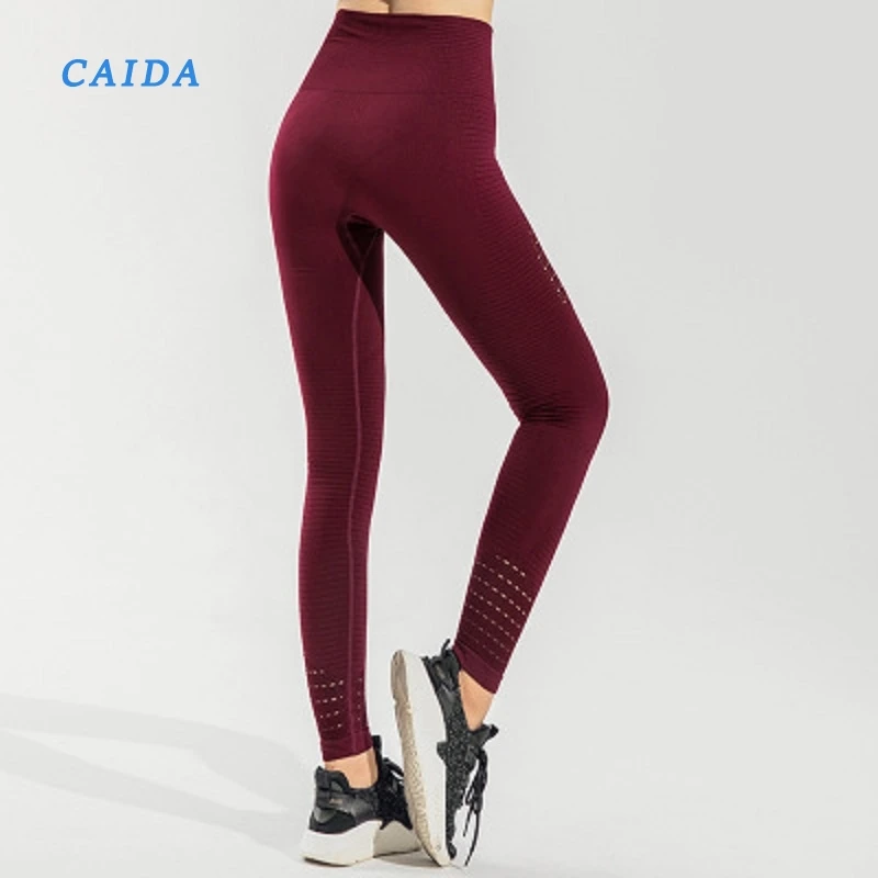 

CAIDA New High Waist Yoga Pants Female 2020 Fashion Slim Hips Sports Nine Pants Women's Solid Color Legging Sports Trousers