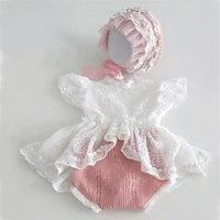 newborn photography props newborn hat lace romper bodysuits outfit baby girl dress photo costume