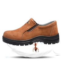 men safety shoes non slip puncture proof security work shoes with steel toe cap breathable warm cow suede boots male sneakers