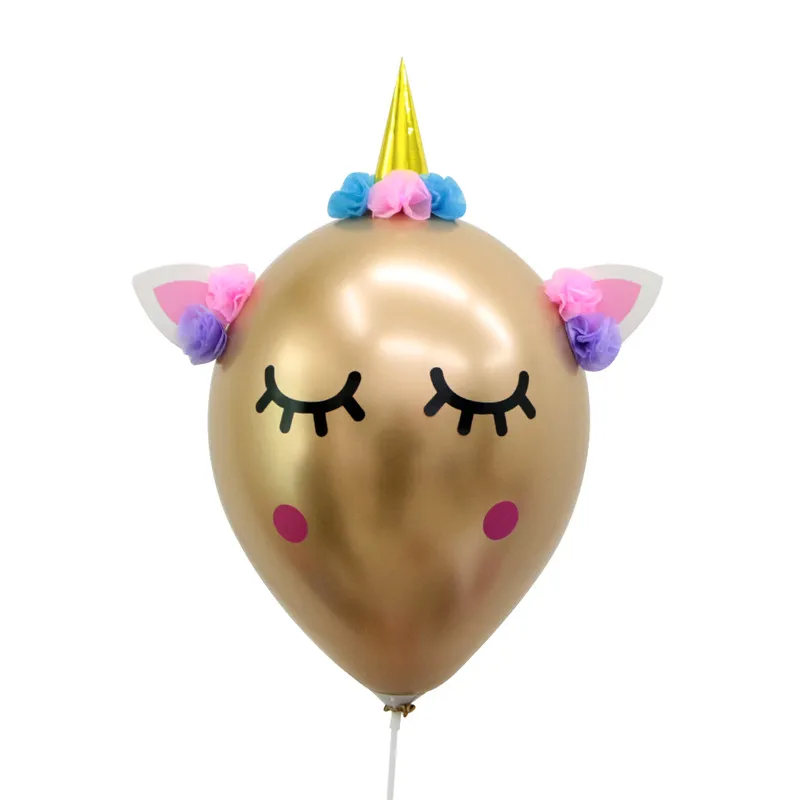 Golden unicorn DIY Единорог вечерние прозрачные единороги воздушные шары DIY 12 дюймов шары из латекса цвета металлик для детей на день рождения - Цвет: Golden unicorn