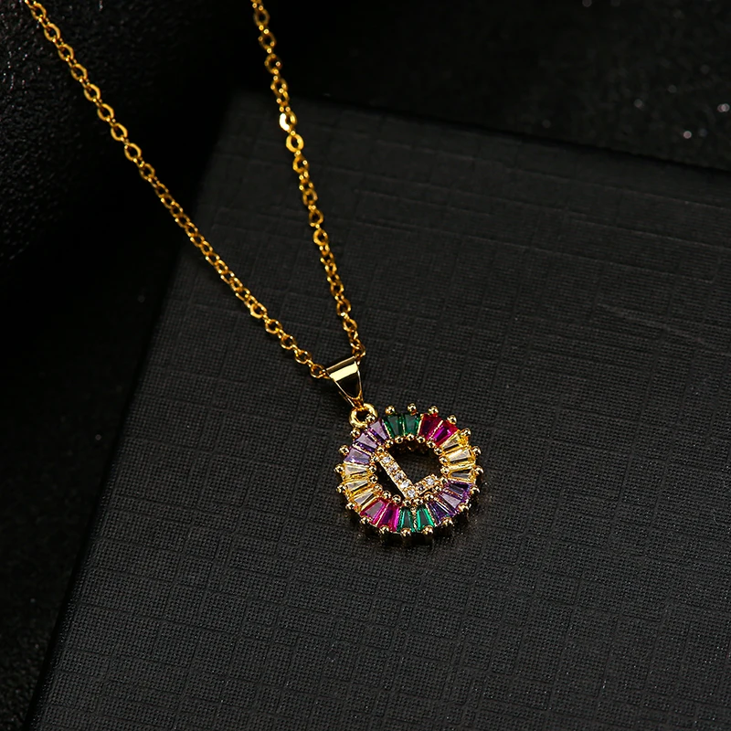 Fashion Gold Color stainless steel Initial CZ Necklace Charm Letter Name Jewelry For Women Accessories Girlfriend Gift | Украшения и