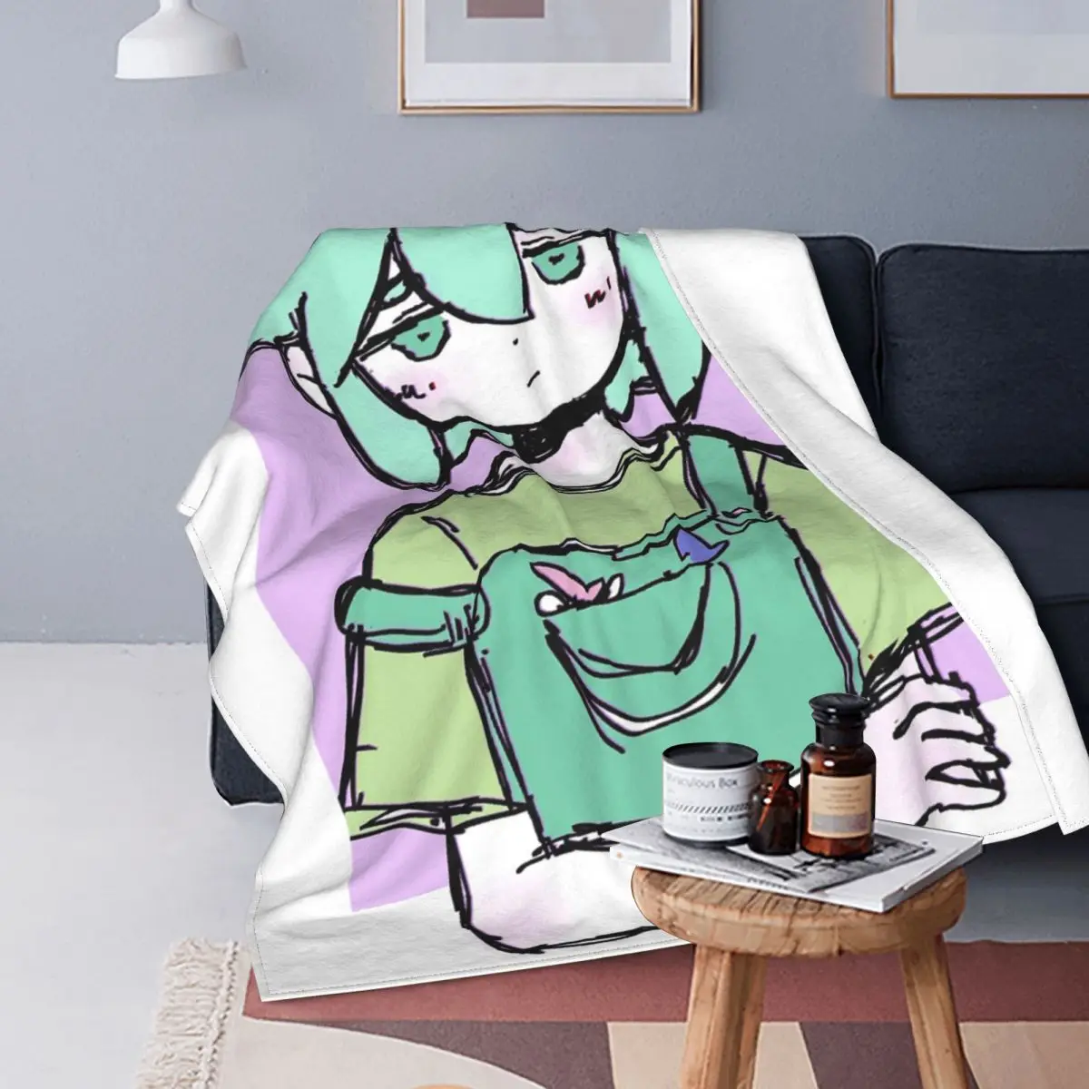 

Omori Basil Knitted Blankets Game Cartoon Flannel Throw Blankets Bedroom Sofa Decoration Ultra-Soft Warm Bedsprea