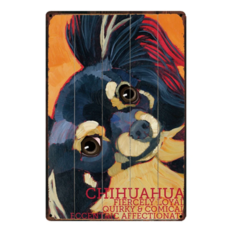 

[ Kelly66 ] Dogs Chihuahua Metal Sign Tin Poster Home Decor Bar Wall Art Painting 20*30 CM Size y-2125