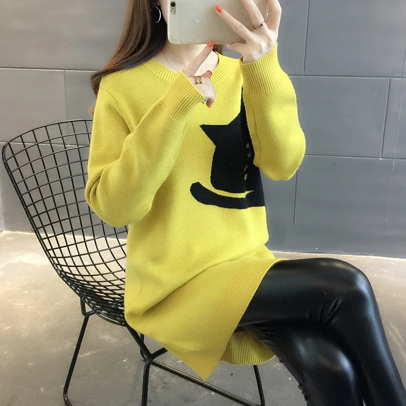 

2020 new winter women's wear women's sweater skirt explosions thick loose outer wear base shirt autumn and winter Long