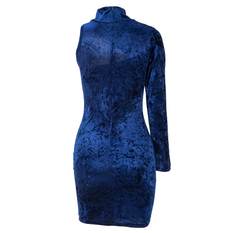 2021 размера плюс для женщин темно синий бархат зимнее платье сексуальное на одно