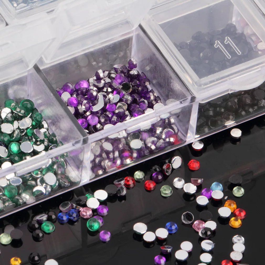 100 шт. разноцветные Круглые бусины для дизайна ногтей 12 цветов|Стразы и украшения|