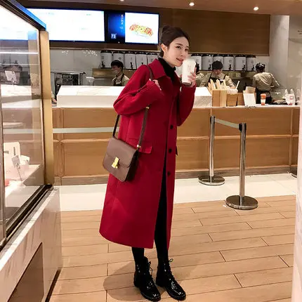 Пальто женское из смесовой шерсти с длинным рукавом Осень-зима | Женская одежда