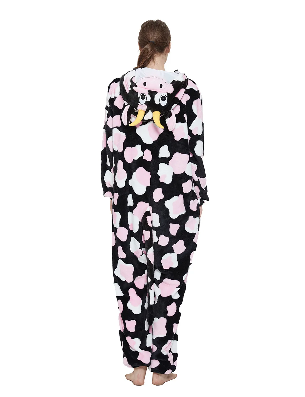 Pink Cow Onesies Pajamas Adults Animal Kigurumi Women's Homewear for Winter