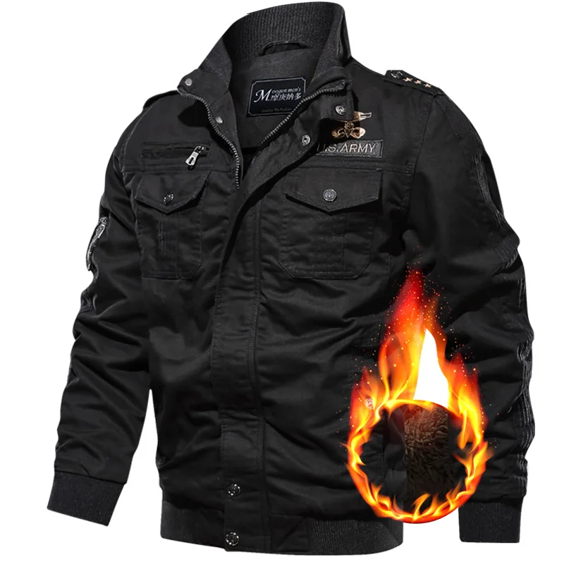 

Military Jacket Men Winter Casual Thick wool liner Coat Army Pilot Jackets Air Force Cargo Windbreaker warm Cashmere Outerwear