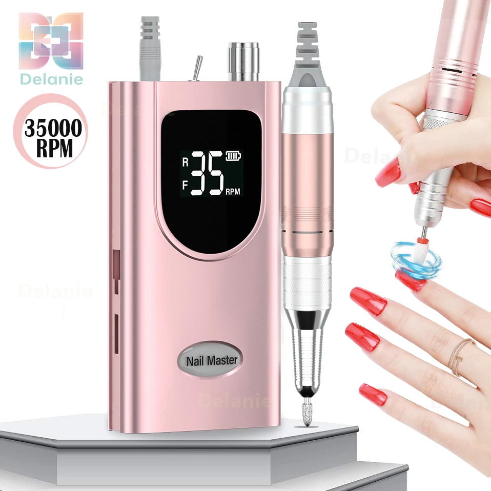 Rechargeable Nail Drill 35000RPM Portable Electric Nail Drill Machine Manicure Set File Nail Pen Machine Kit Nail Grinder Bits