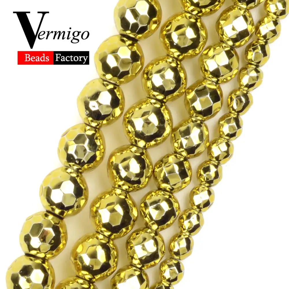 Натуральный минеральный камень позолота ограненный гематит бусины для