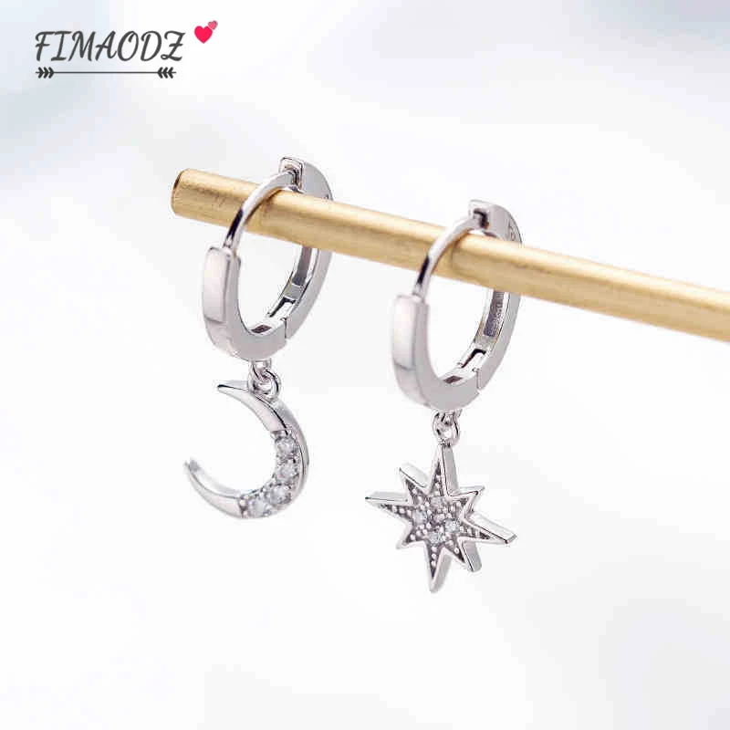 FIMAODZ звезда Асимметричные в форме Луны серьги Модные со стразами и плетением виде