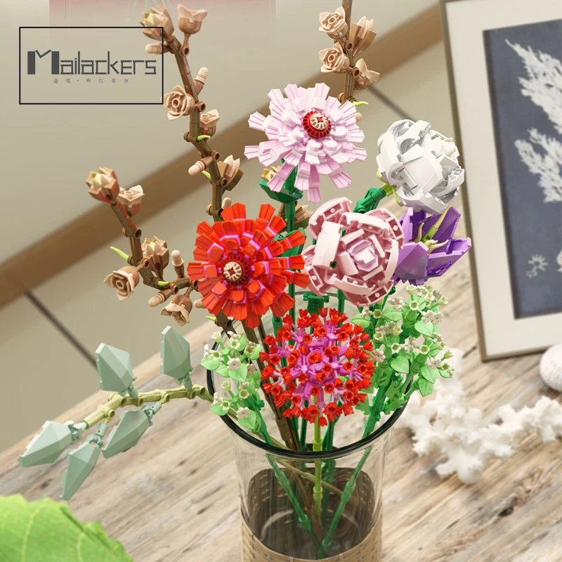 

Почтальоны DIY Цветы Букет орхидей фаленопсис розы друзья МОЦ суккуленты растения в горшке строительные блоки игрушки для детей цветок
