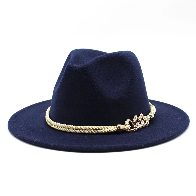 

Black/white Wide Brim Simple Church Derby Top Hat Panama Solid Felt Fedoras Hat for Men Women artificial wool Blend Jazz Cap