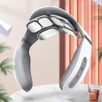 smart 4d magnetic pulse heated electric shoulder neck massager fatigue pain relief electric cervical massage with remote control