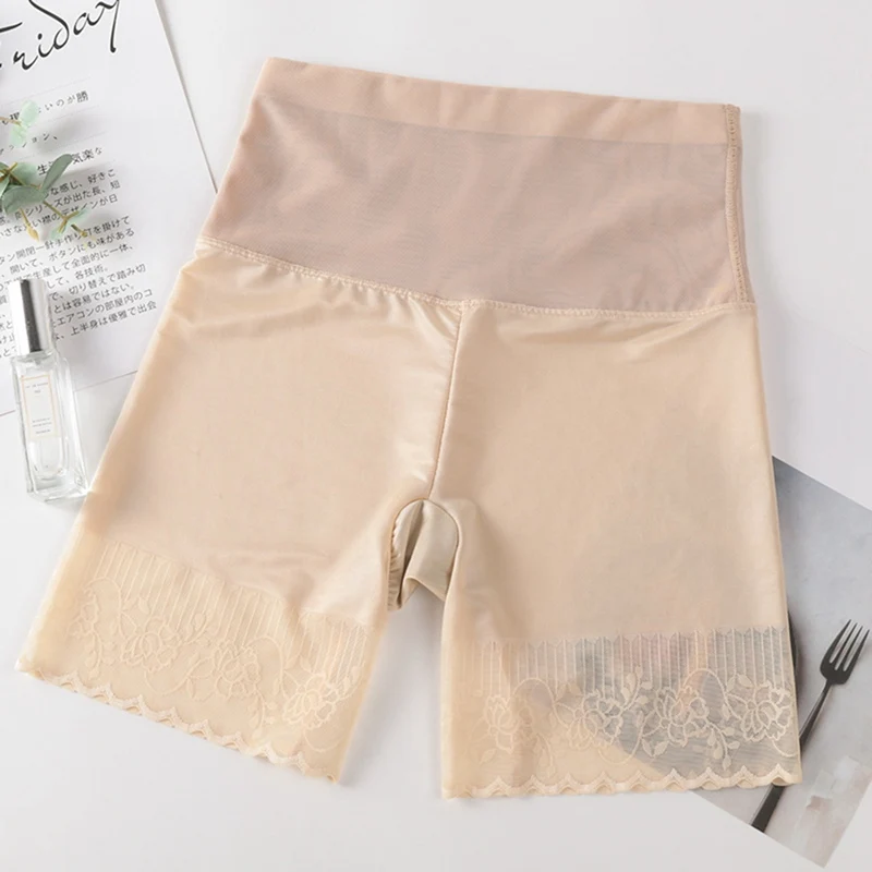 

Ladies High Waist Shaping Safety Pants Lingerie Hollow Out Anti-Light Solid Color Cotton Bottoming Underwear Boyshort