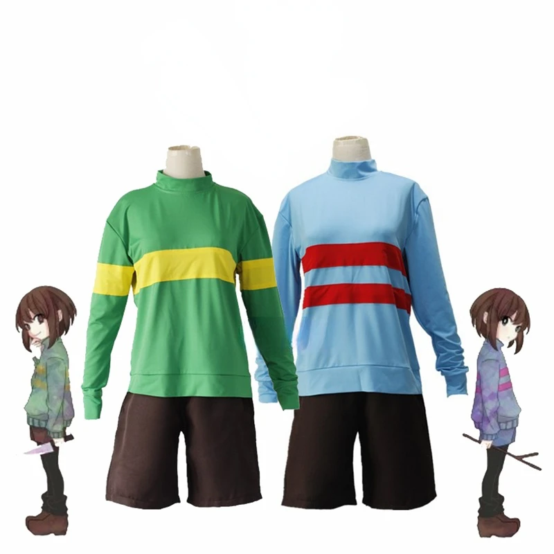 Костюм для косплея аниме Undertale Chara/Frisk рубашка + шорты брюки Свитшот унисекс