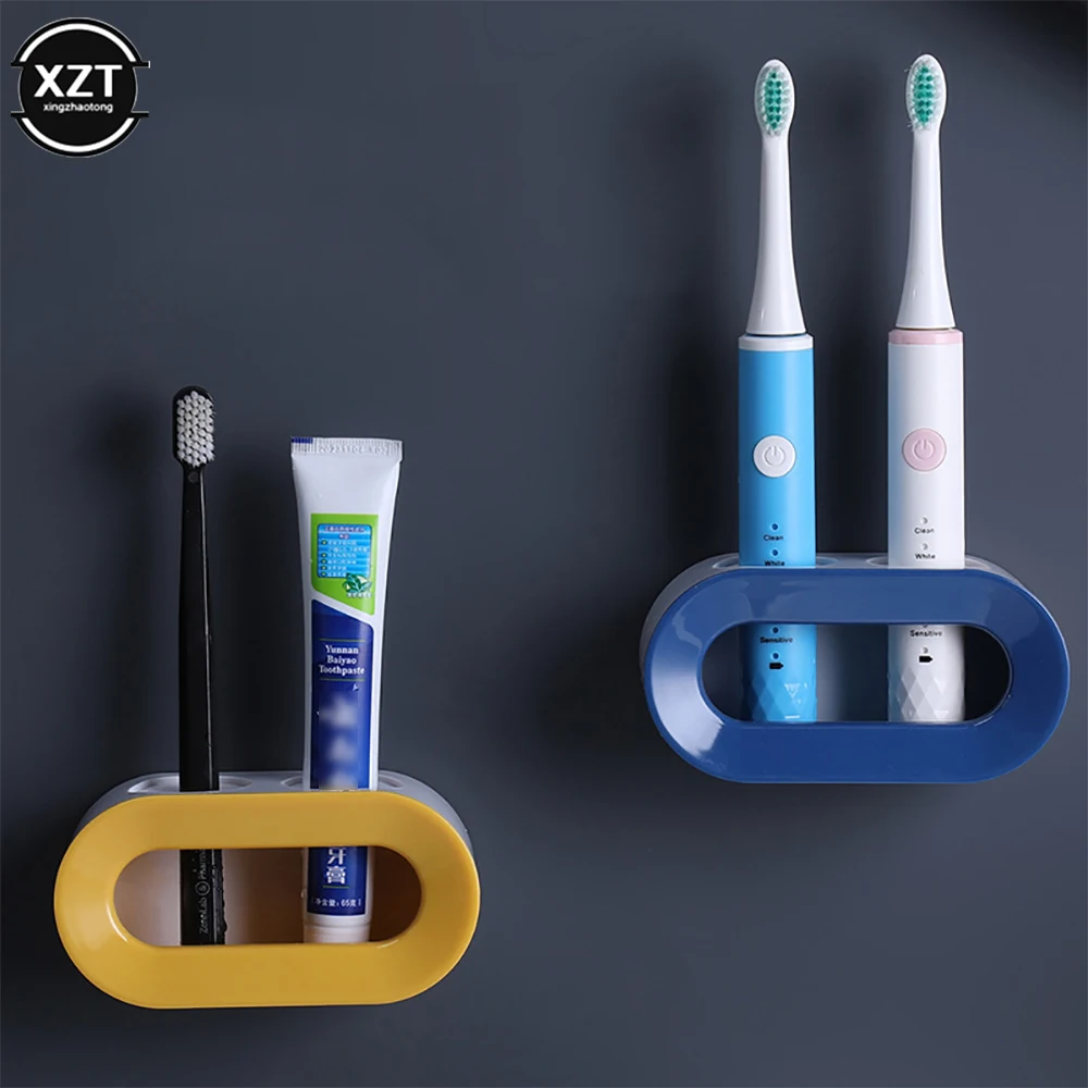 

Novel Double Hole Toothbrush Rack Bathroom Electric Toothbrush Holder Punch-free Toothbrush Storage Rack bathroom accessories