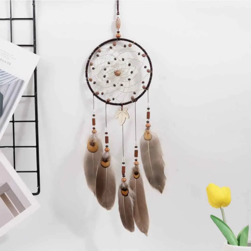 

Indian Retro Handmade Dreamcatcher DIY Craft Circle Tree Feather Dream Catchers Pendant Craft Home Homestay Decoration Hanging
