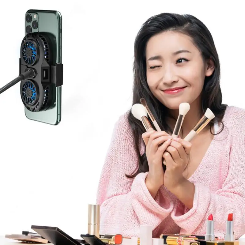 

Double Fan Mobile Phone Cooler For Mobile Phones Game Phone Holder Stand Heat Sink Cooling Gamepad Controller